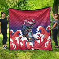 Guam Blue Marlin Fishing Quilt Polynesian Style