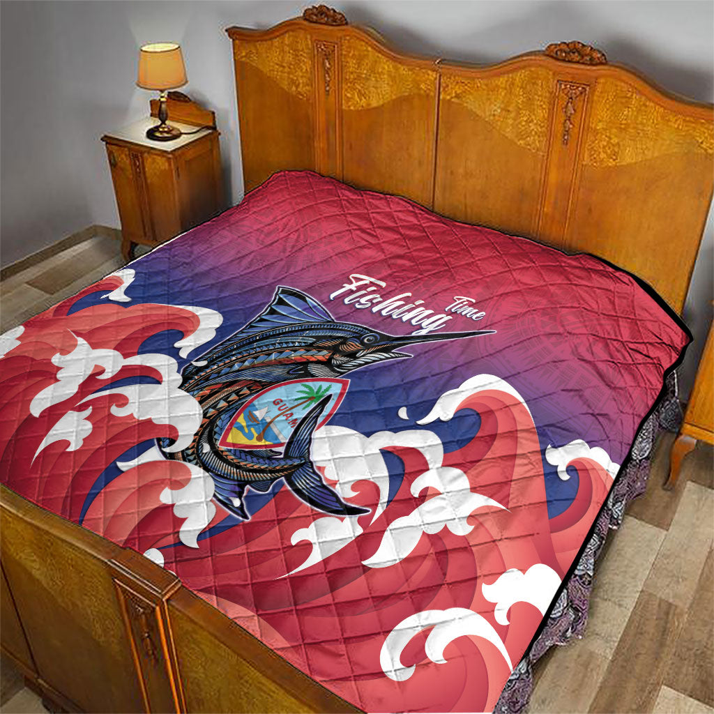 Guam Blue Marlin Fishing Quilt Polynesian Style