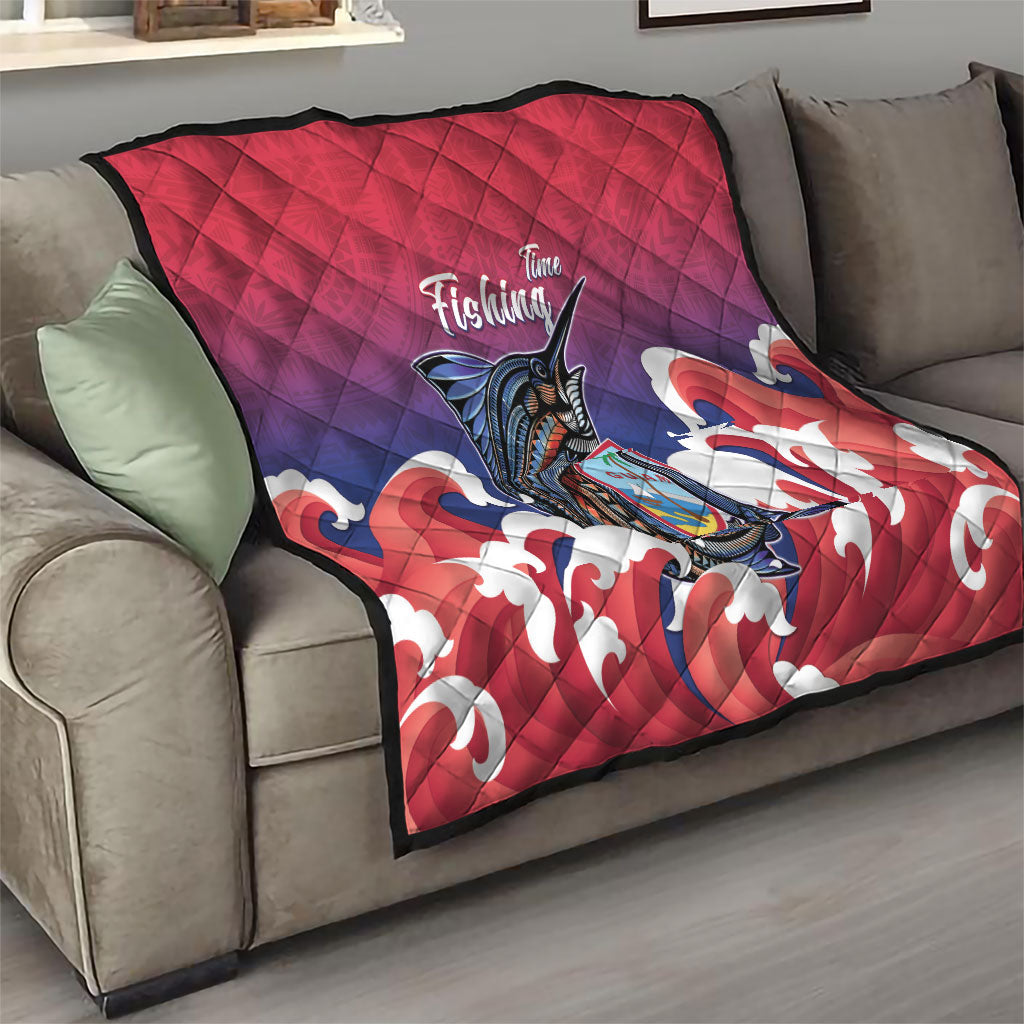 Guam Blue Marlin Fishing Quilt Polynesian Style