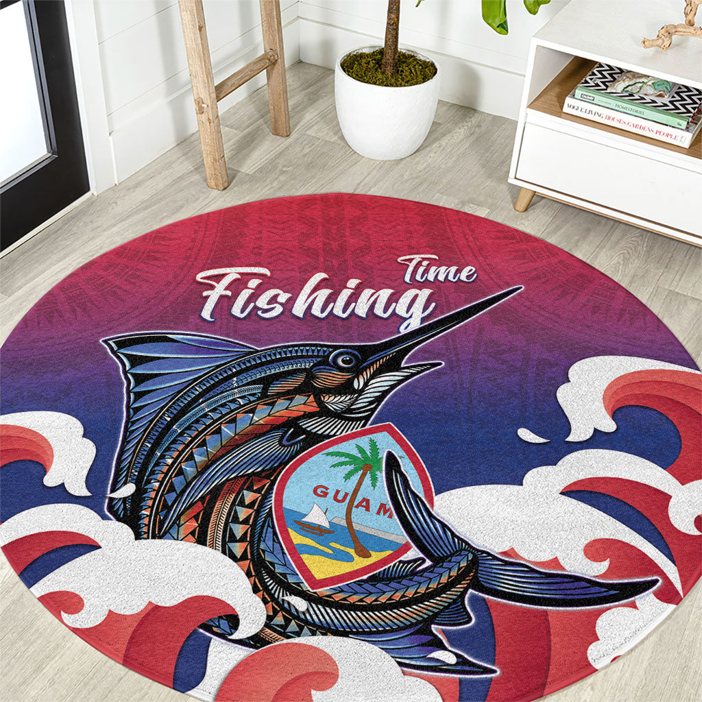 Guam Blue Marlin Fishing Round Carpet Polynesian Style