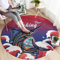 Guam Blue Marlin Fishing Round Carpet Polynesian Style