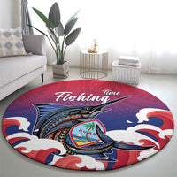 Guam Blue Marlin Fishing Round Carpet Polynesian Style