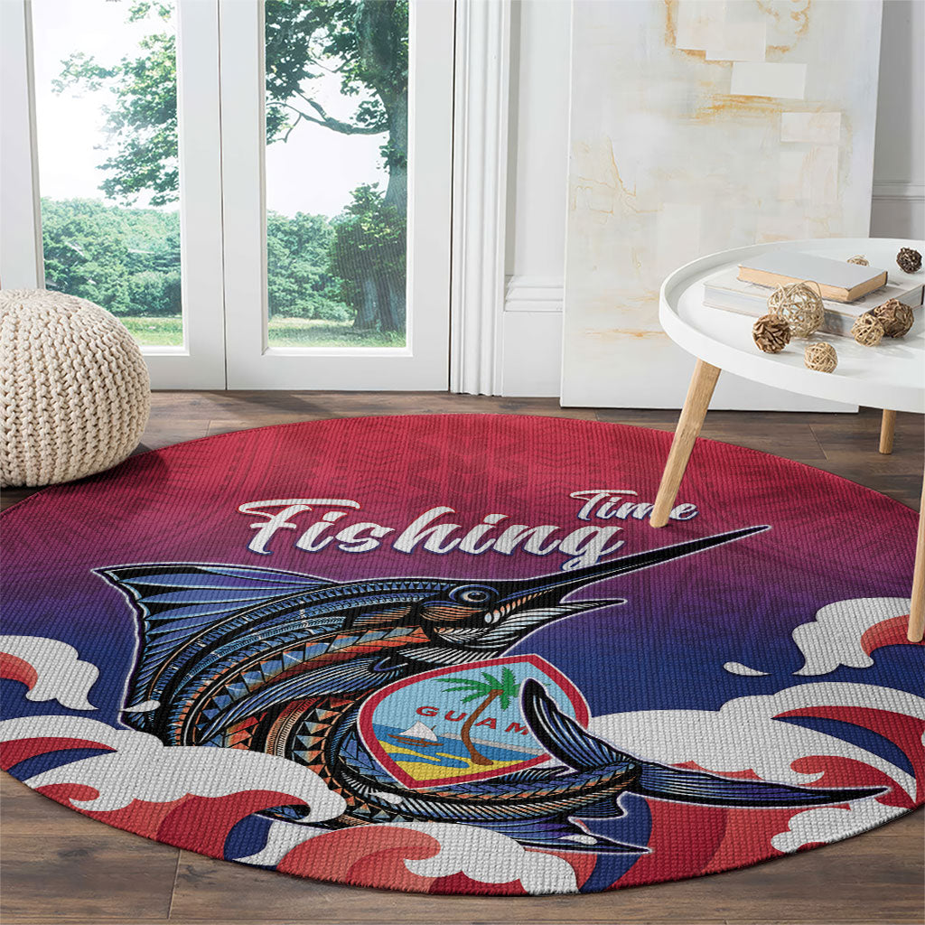 Guam Blue Marlin Fishing Round Carpet Polynesian Style