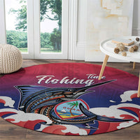Guam Blue Marlin Fishing Round Carpet Polynesian Style
