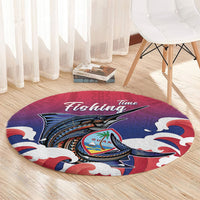 Guam Blue Marlin Fishing Round Carpet Polynesian Style