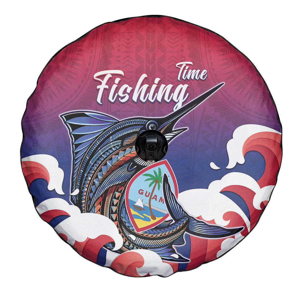 Guam Blue Marlin Fishing Spare Tire Cover Polynesian Style
