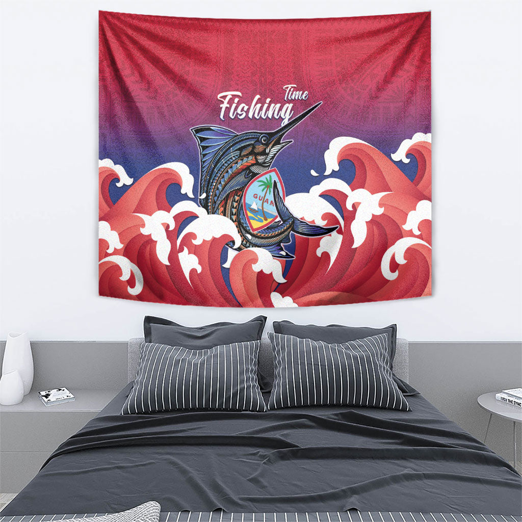 Guam Blue Marlin Fishing Tapestry Polynesian Style