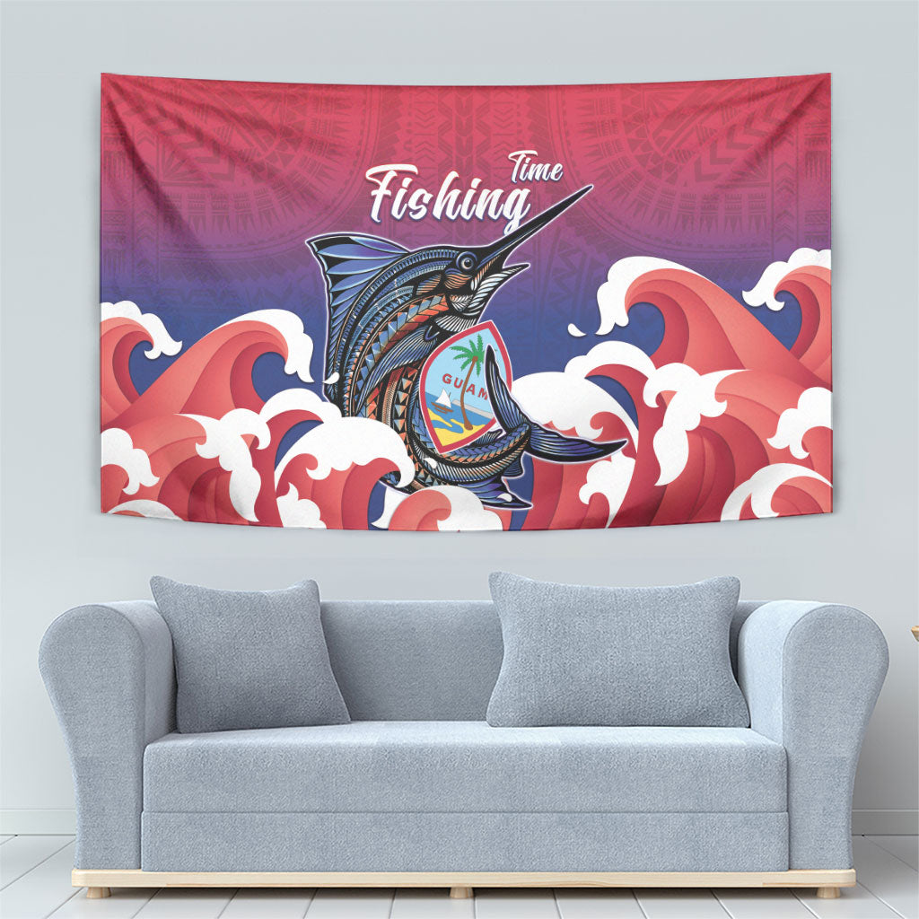 Guam Blue Marlin Fishing Tapestry Polynesian Style