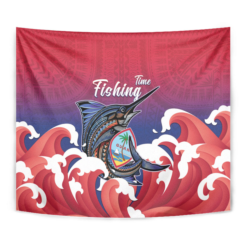 Guam Blue Marlin Fishing Tapestry Polynesian Style