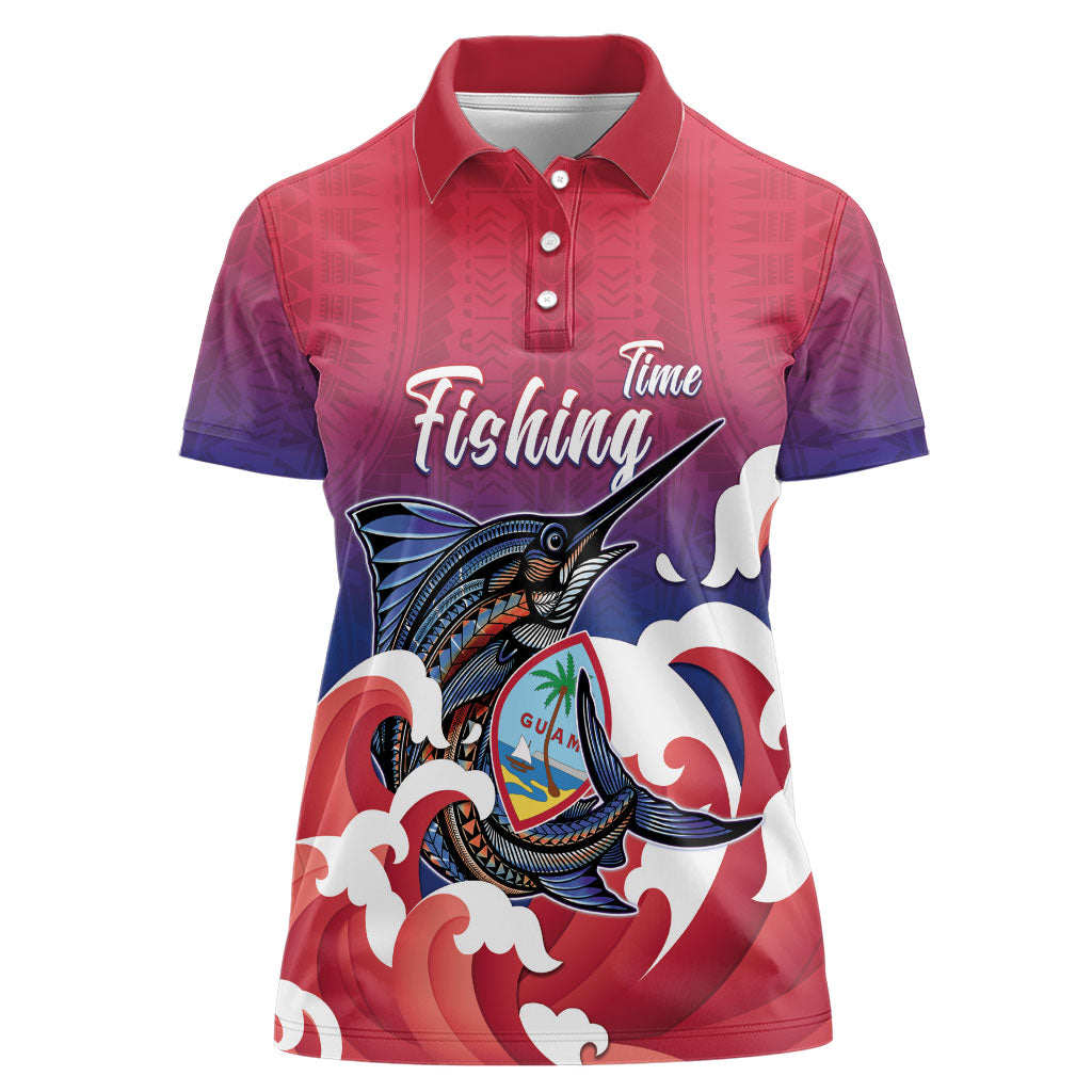Guam Blue Marlin Fishing Women Polo Shirt Polynesian Style
