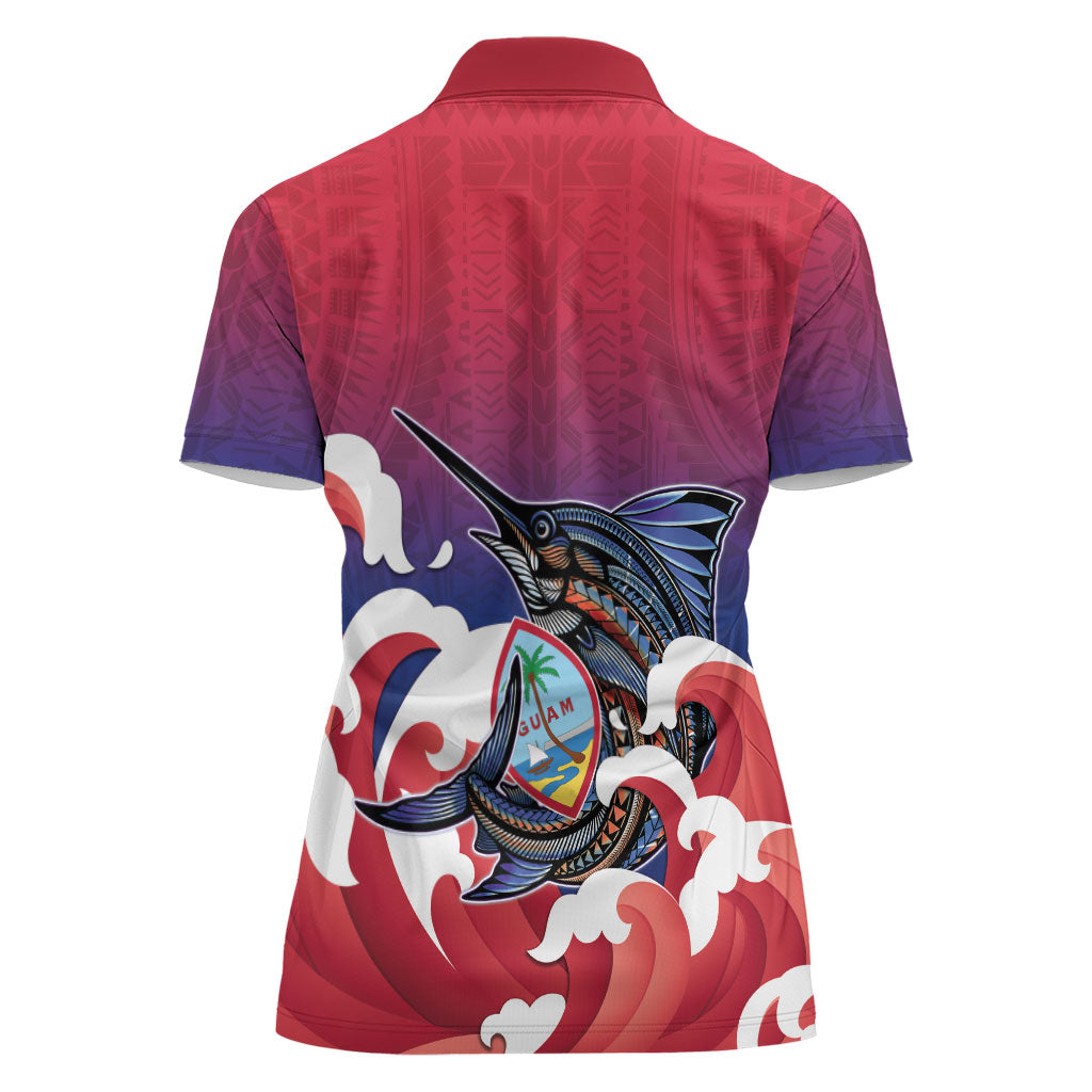 Guam Blue Marlin Fishing Women Polo Shirt Polynesian Style