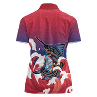 Guam Blue Marlin Fishing Women Polo Shirt Polynesian Style