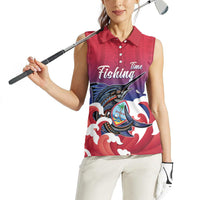 Guam Blue Marlin Fishing Women Sleeveless Polo Shirt Polynesian Style LT05 - Polynesian Pride
