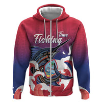 Guam Blue Marlin Fishing Zip Hoodie Polynesian Style LT05 Zip Hoodie Red - Polynesian Pride