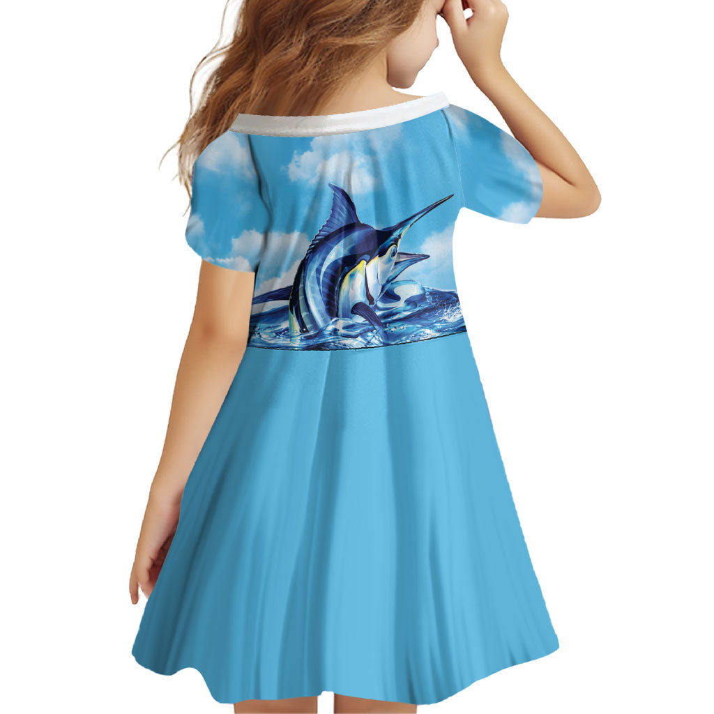 Hawaii Blue Marlin Fishing Family Matching Summer Maxi Dress and Hawaiian Shirt
