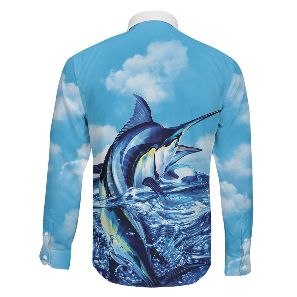 Hawaii Blue Marlin Fishing Family Matching Summer Maxi Dress and Hawaiian Shirt