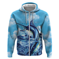 Hawaii Blue Marlin Fishing Hoodie LT05 Zip Hoodie Blue - Polynesian Pride