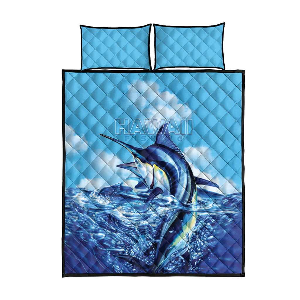 Hawaii Blue Marlin Fishing Quilt Bed Set
