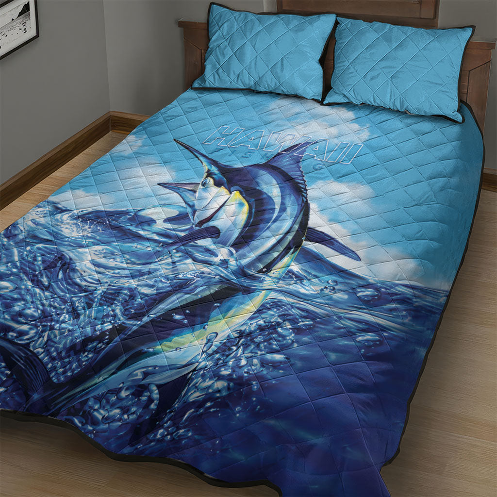 Hawaii Blue Marlin Fishing Quilt Bed Set