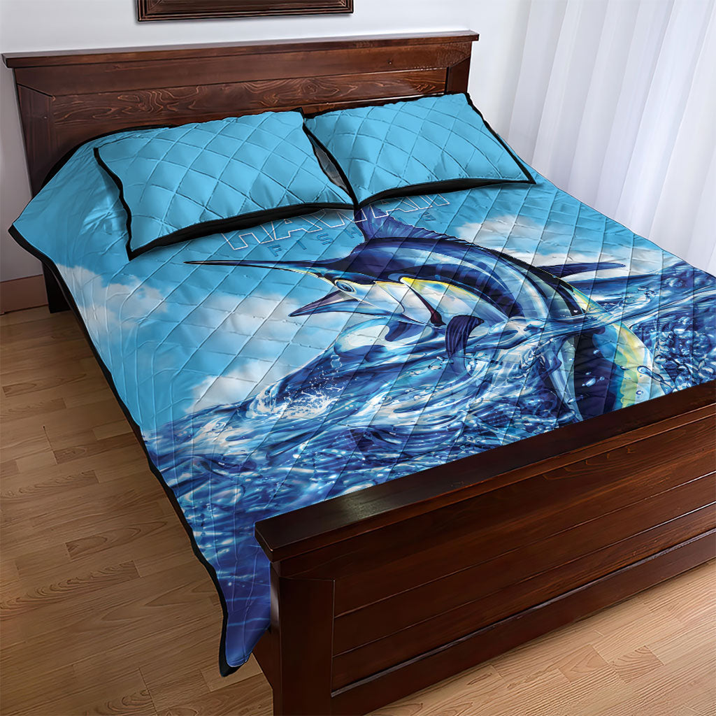 Hawaii Blue Marlin Fishing Quilt Bed Set