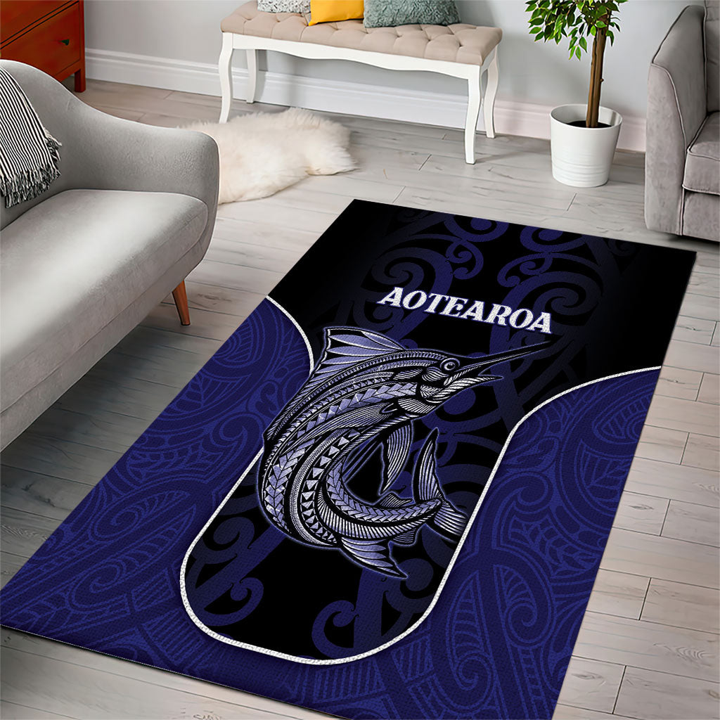 New Zealand Aotearoa Area Rug Blue Marlin Fishing Maori Pattern LT05 - Polynesian Pride