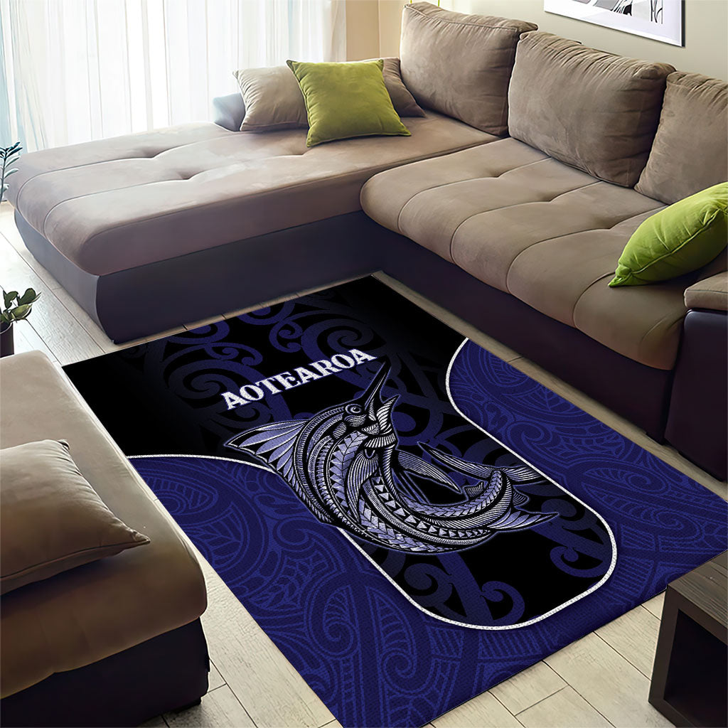 New Zealand Aotearoa Area Rug Blue Marlin Fishing Maori Pattern LT05 - Polynesian Pride