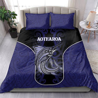 New Zealand Aotearoa Bedding Set Blue Marlin Fishing Maori Pattern