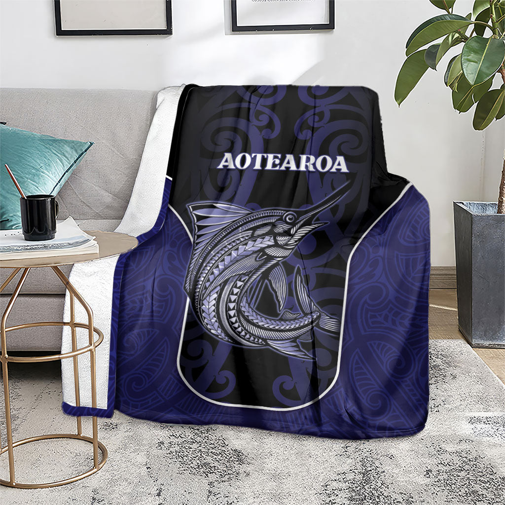 New Zealand Aotearoa Blanket Blue Marlin Fishing Maori Pattern