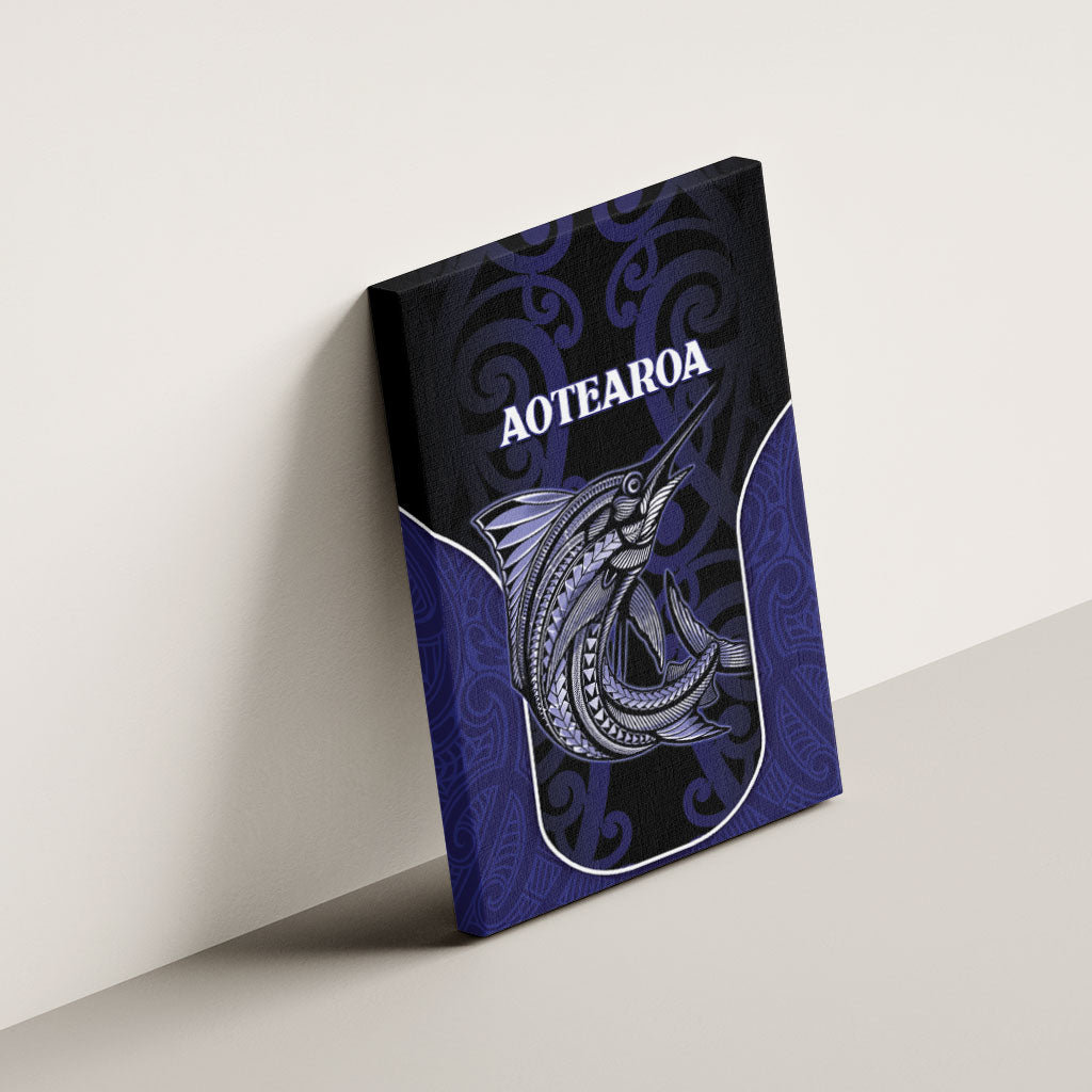 New Zealand Aotearoa Canvas Wall Art Blue Marlin Fishing Maori Pattern LT05 - Polynesian Pride