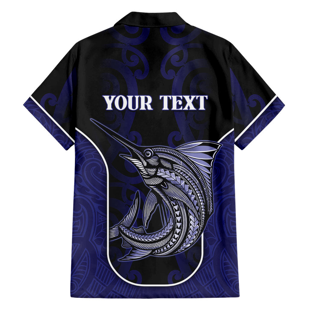 Personalised New Zealand Aotearoa Family Matching Tank Maxi Dress and Hawaiian Shirt Blue Marlin Fishing Maori Pattern LT05 - Polynesian Pride