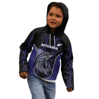 Personalised New Zealand Aotearoa Kid Hoodie Blue Marlin Fishing Maori Pattern LT05 - Polynesian Pride