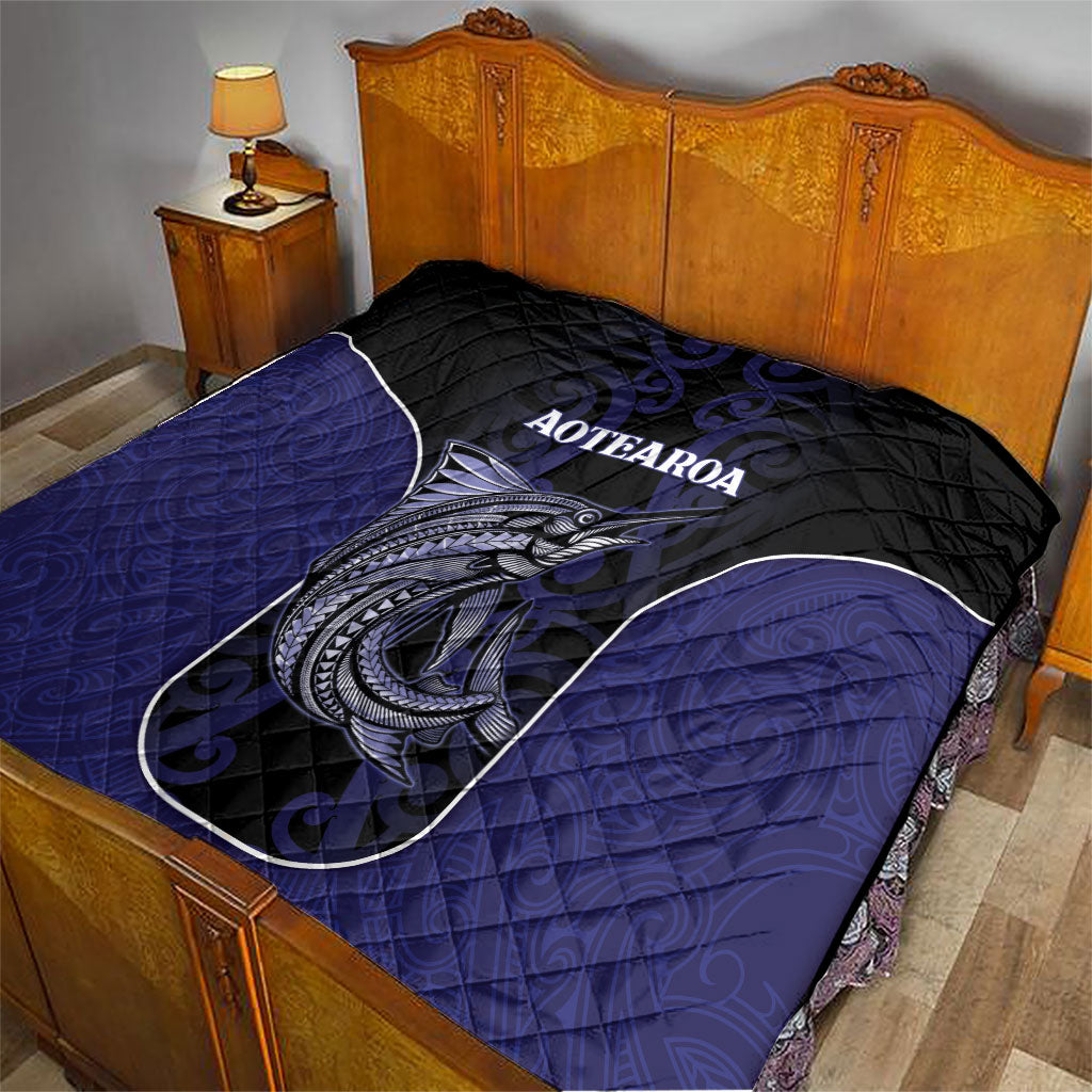 New Zealand Aotearoa Quilt Blue Marlin Fishing Maori Pattern