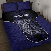 New Zealand Aotearoa Quilt Bed Set Blue Marlin Fishing Maori Pattern LT05 Black - Polynesian Pride