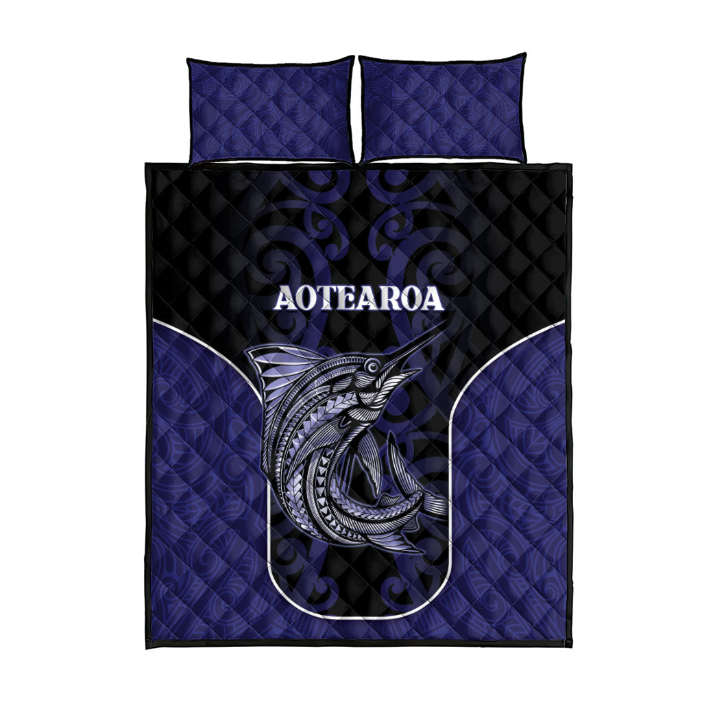New Zealand Aotearoa Quilt Bed Set Blue Marlin Fishing Maori Pattern LT05 - Polynesian Pride