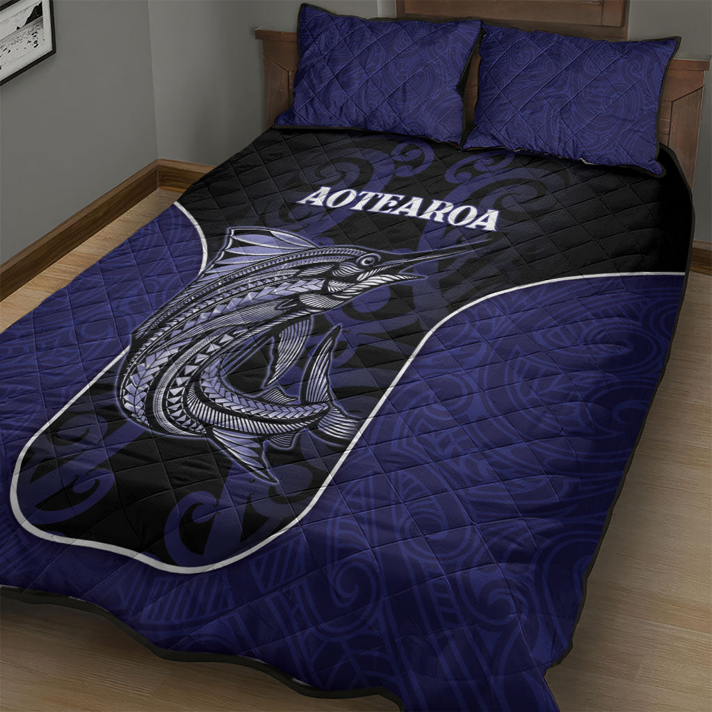 New Zealand Aotearoa Quilt Bed Set Blue Marlin Fishing Maori Pattern LT05 - Polynesian Pride
