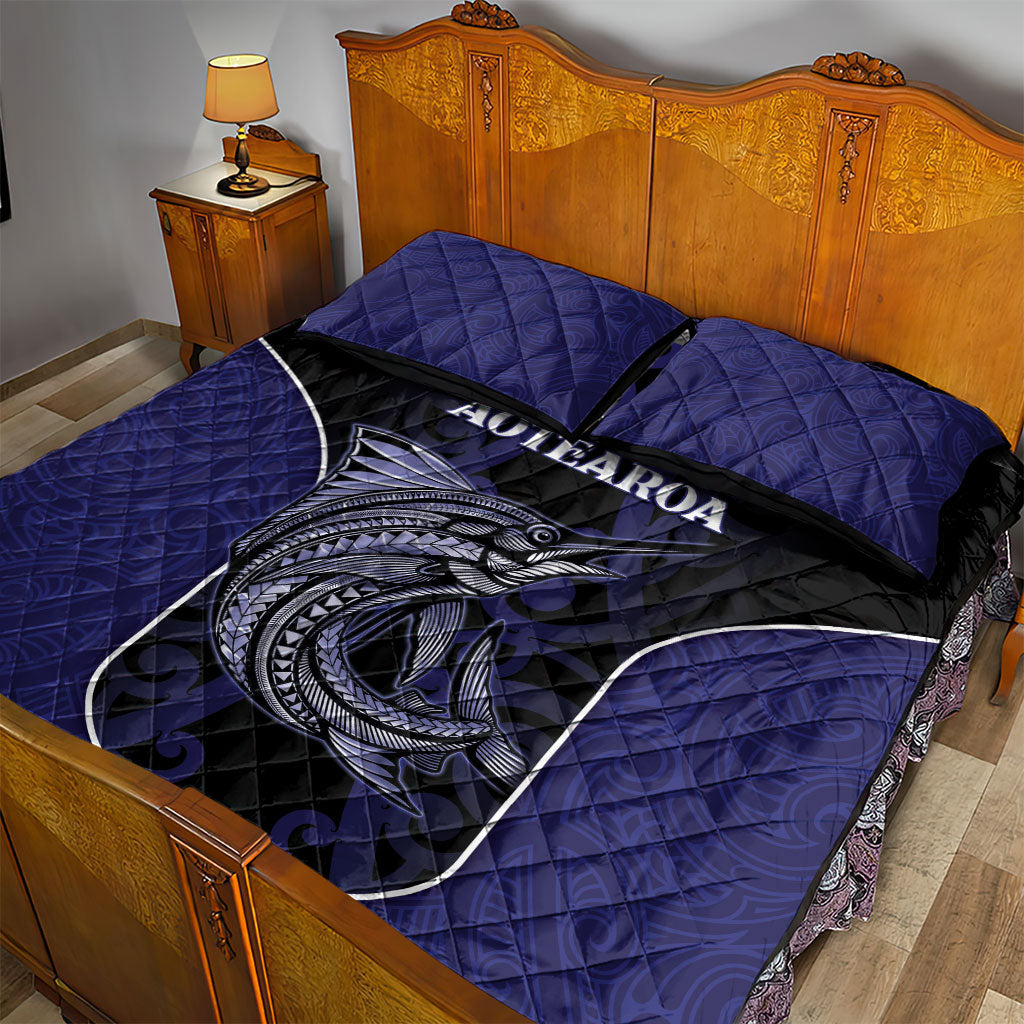 New Zealand Aotearoa Quilt Bed Set Blue Marlin Fishing Maori Pattern LT05 - Polynesian Pride