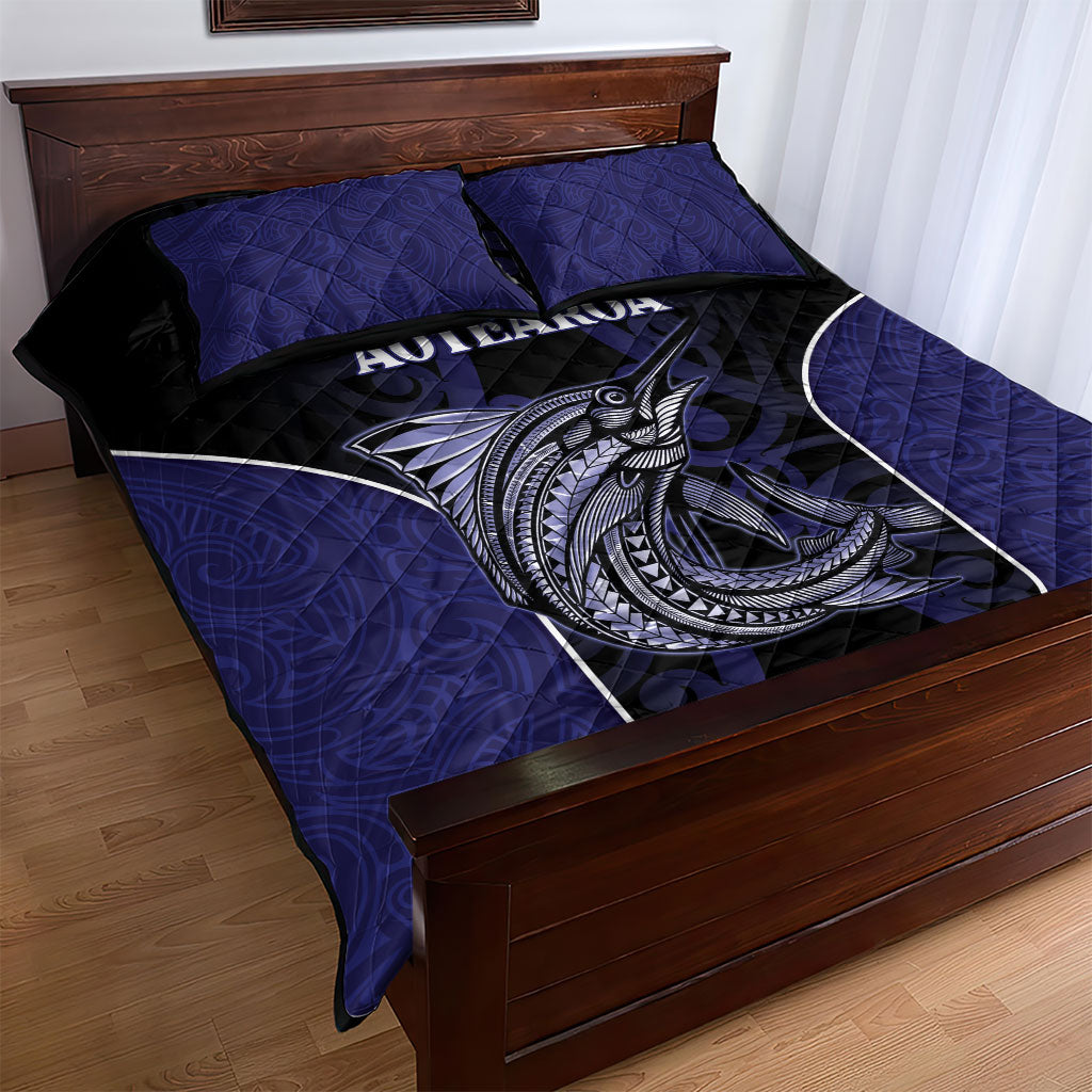 New Zealand Aotearoa Quilt Bed Set Blue Marlin Fishing Maori Pattern LT05 - Polynesian Pride