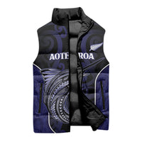 Personalised New Zealand Aotearoa Sleeveless Puffer Jacket Blue Marlin Fishing Maori Pattern LT05 - Polynesian Pride