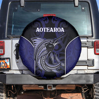 New Zealand Aotearoa Spare Tire Cover Blue Marlin Fishing Maori Pattern LT05 Black - Polynesian Pride