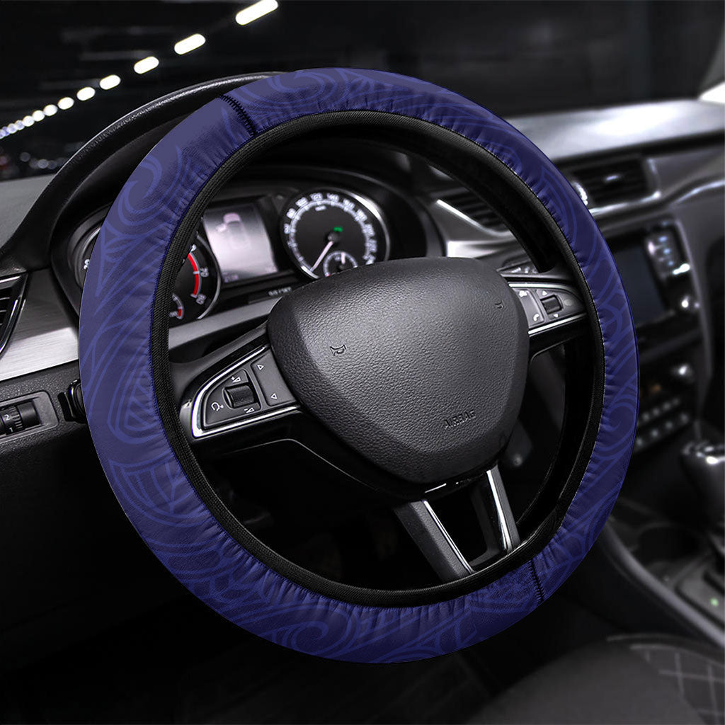 New Zealand Aotearoa Steering Wheel Cover Blue Marlin Fishing Maori Pattern
