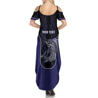 Personalised New Zealand Aotearoa Summer Maxi Dress Blue Marlin Fishing Maori Pattern LT05 - Polynesian Pride