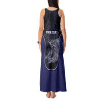 Personalised New Zealand Aotearoa Tank Maxi Dress Blue Marlin Fishing Maori Pattern LT05 - Polynesian Pride