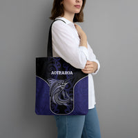New Zealand Aotearoa Tote Bag Blue Marlin Fishing Maori Pattern