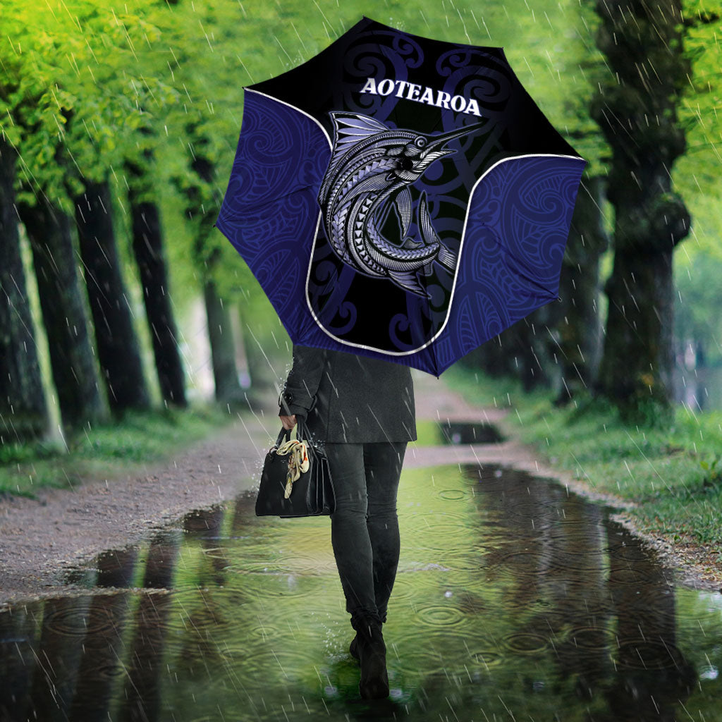 New Zealand Aotearoa Umbrella Blue Marlin Fishing Maori Pattern LT05 - Polynesian Pride