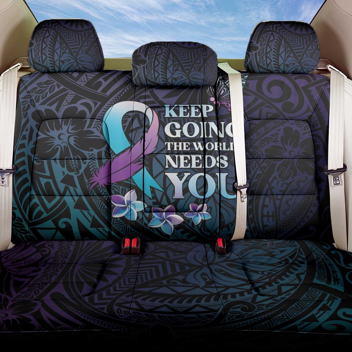 Polynesia Suicide Prevention Awareness Back Car Seat Cover Keep Going The World Needs You