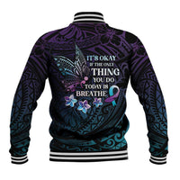 Polynesia Suicide Prevention Awareness Baseball Jacket Keep Going The World Needs You
