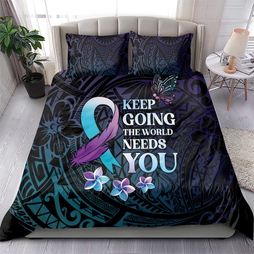 Polynesia Suicide Prevention Awareness Bedding Set Keep Going The World Needs You