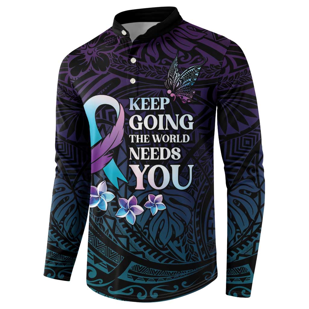 Polynesia Suicide Prevention Awareness Button Sweatshirt Keep Going The World Needs You