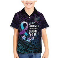 Polynesia Suicide Prevention Awareness Family Matching Mermaid Dress and Hawaiian Shirt Keep Going The World Needs You