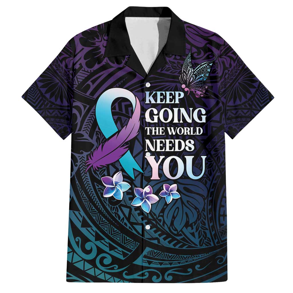 Polynesia Suicide Prevention Awareness Family Matching Tank Maxi Dress and Hawaiian Shirt Keep Going The World Needs You